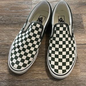 Olive green checkerboard vans